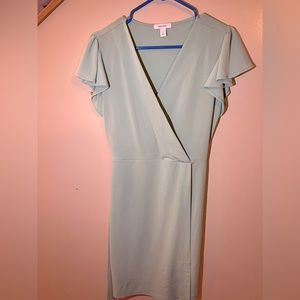 Never worn light green midi dress with tie front